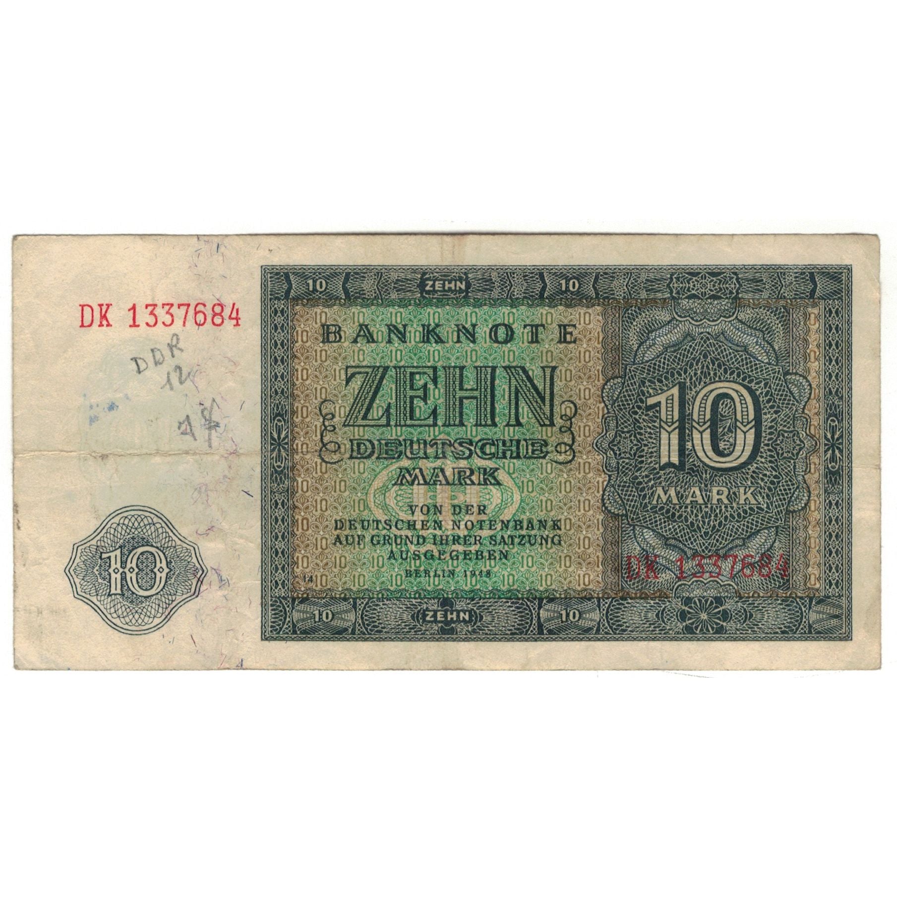 Banknote, Germany - Democratic Republic, 10 Deutsche Mark, 1948, KM:12a