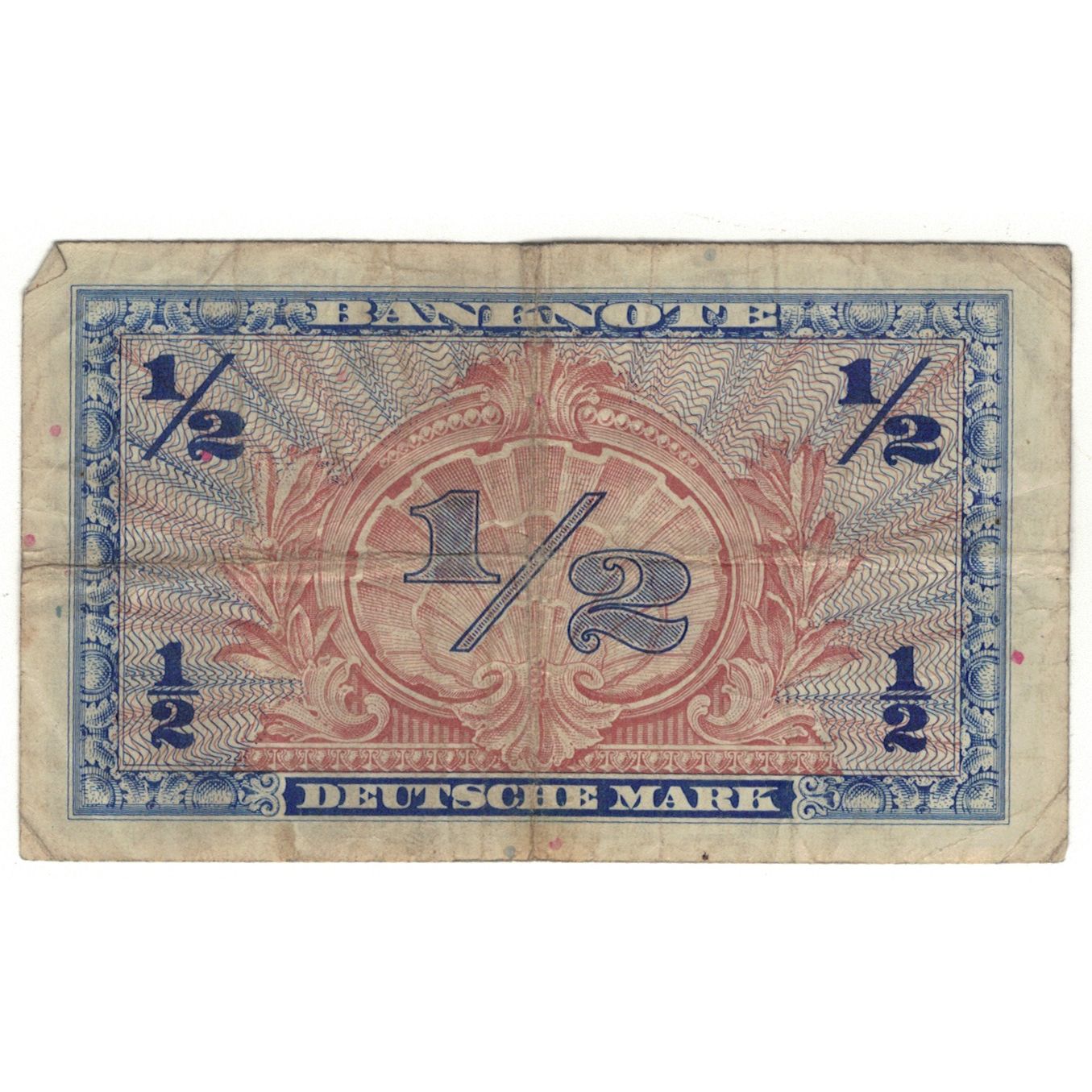 Banknote, GERMANY - FEDERAL REPUBLIC, 1/2 Deutsche Mark, 1948, KM:1a, VG(8-10)