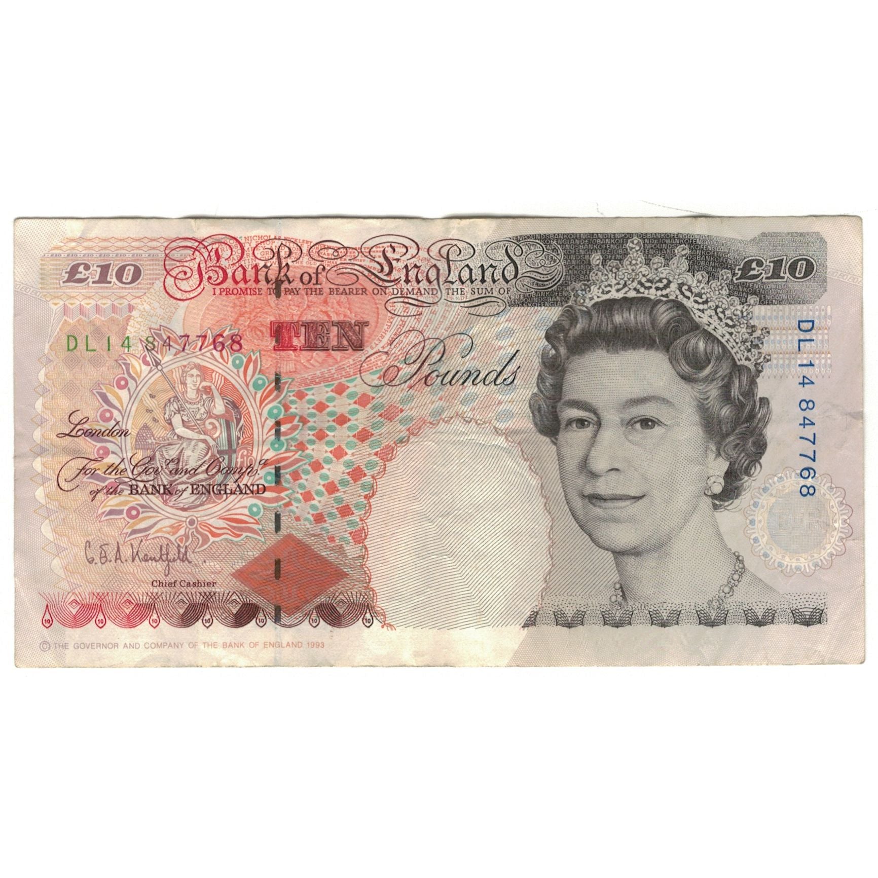 Banknote, Great Britain, 10 Pounds, 1993-1998, KM:386a, VF(20-25)