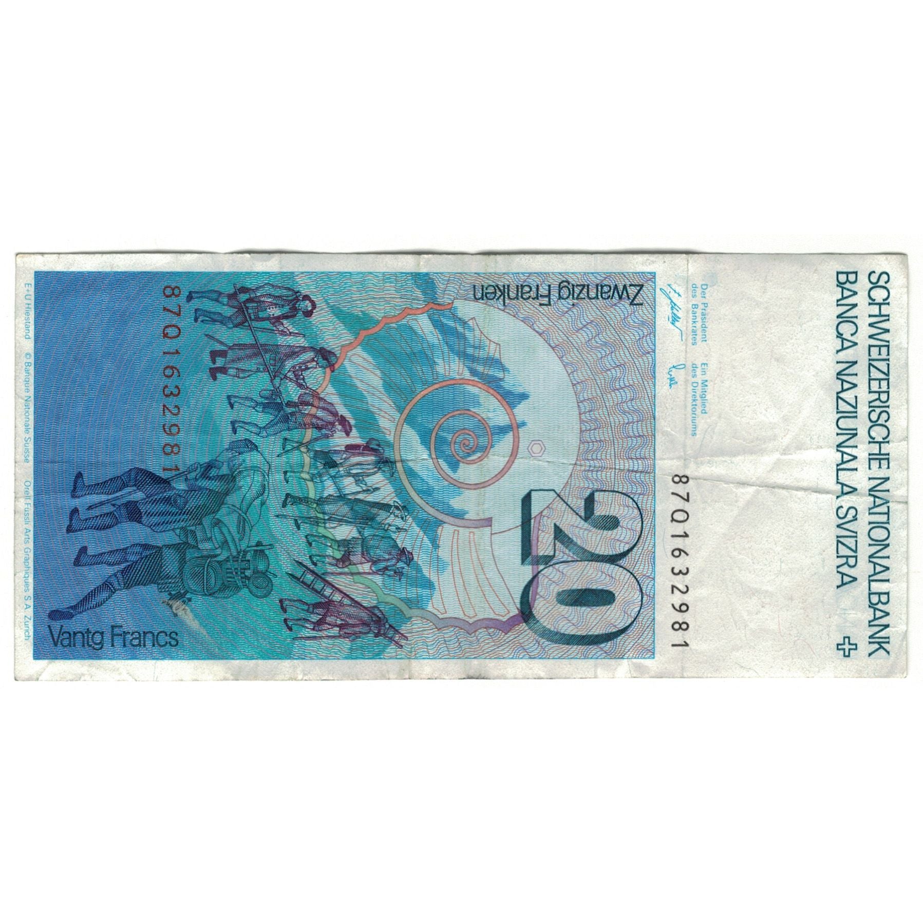 Banconote, Svizzera, 20 Franken, KM:55e, MB