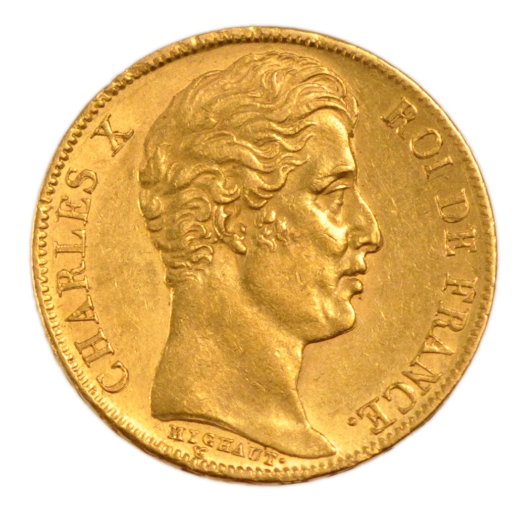 FRANCE, Charles X, 20 Francs, 1830, Paris, AU(55-58), Gold, Gadoury #1029, 6.50