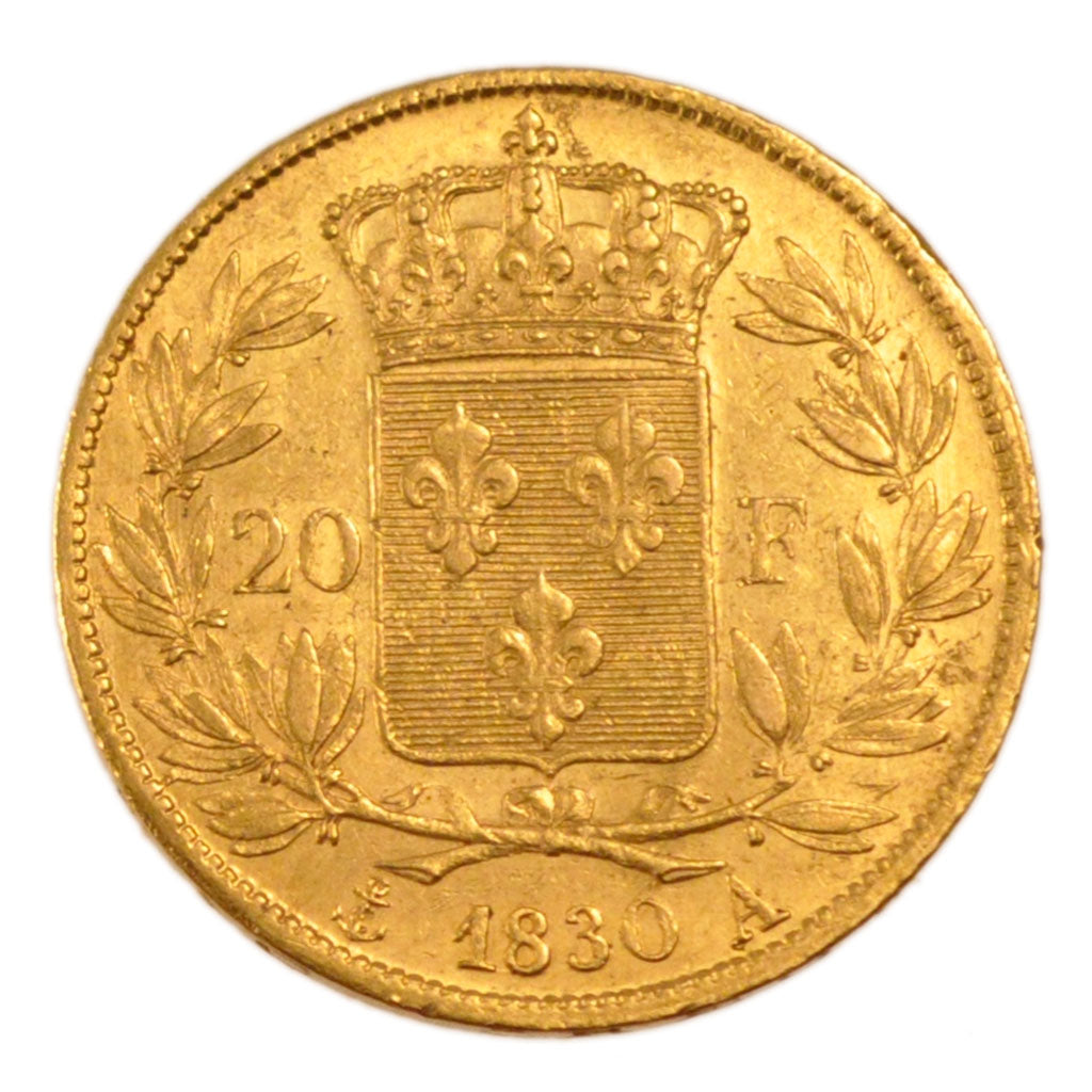 FRANCE, Charles X, 20 Francs, 1830, Paris, AU(55-58), Gold, Gadoury #1029, 6.50