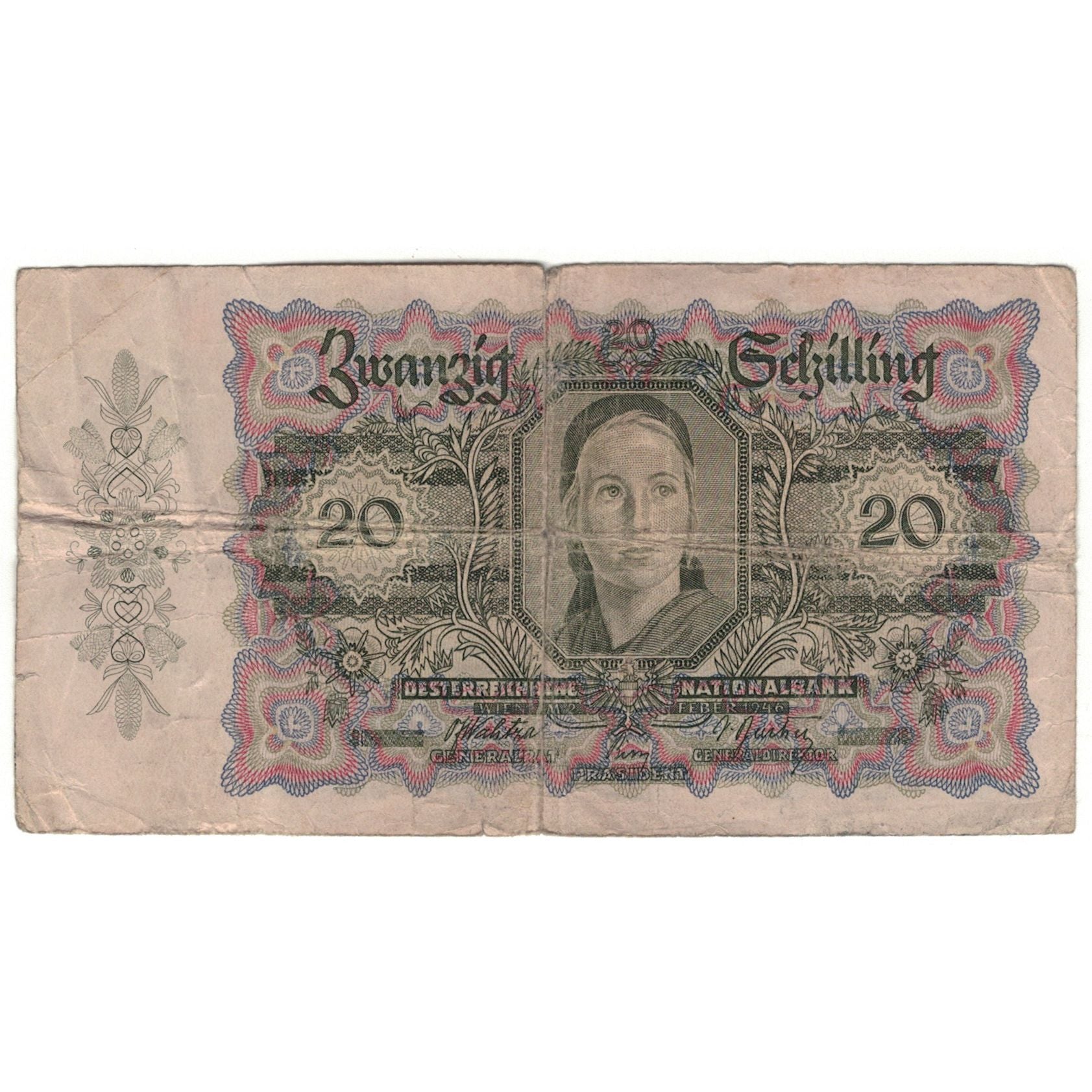 Billet, Autriche, 20 Schilling, 1946, KM:123, B