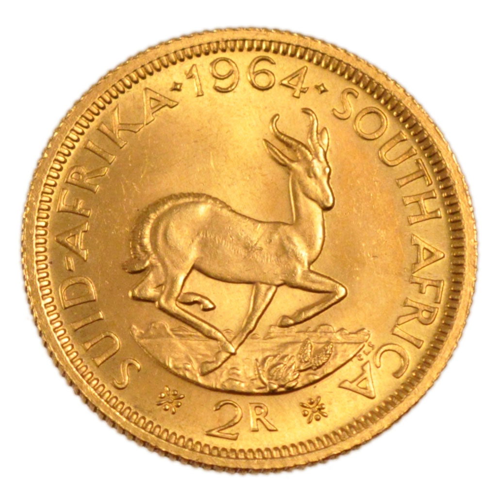South Africa, 2 Rand, 1964, KM #64, MS(65-70), Gold, 8.00