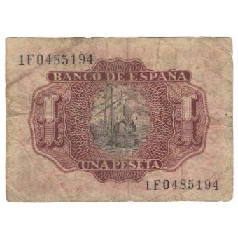 Banknote, Spain, 1 Peseta, 1953-07-22, KM:144a, VG(8-10)