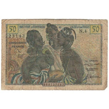 Banknote, French West Africa, 50 Francs, undated 1956, KM:45, VG(8-10)