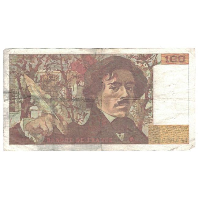 France, 100 Francs, Delacroix, 1989, A.147, Error / fauté, VF(20-25)