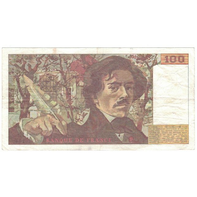 Frankrijk, 100 Francs, Delacroix, 1989, C.144, Error / fauté, TTB