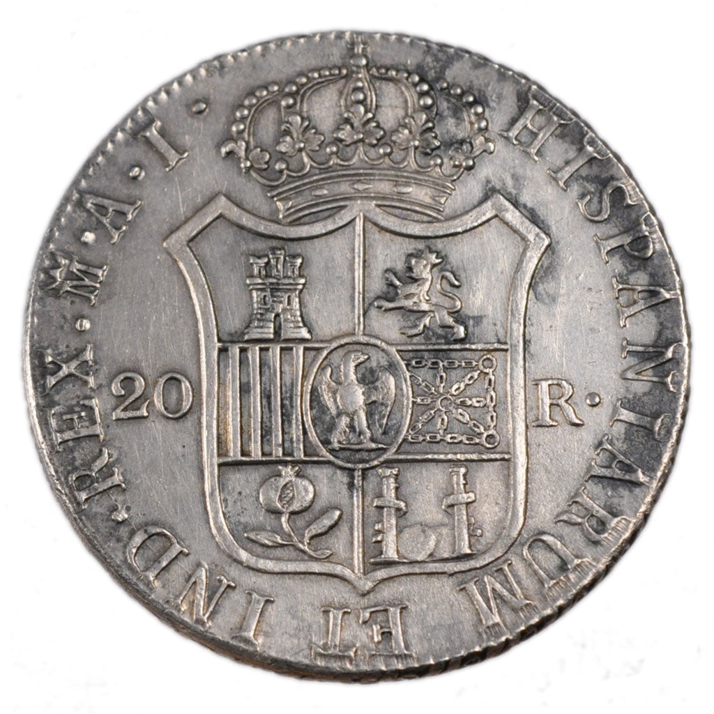 Spain, 20 Réales, 1811, Madrid, KM #5512, MS(60-62), Silver, 27.10