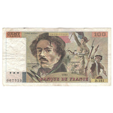 Frankrijk, 100 Francs, Delacroix, 1991, d.181, TB, Fayette:69bis.3b.1, KM:154f
