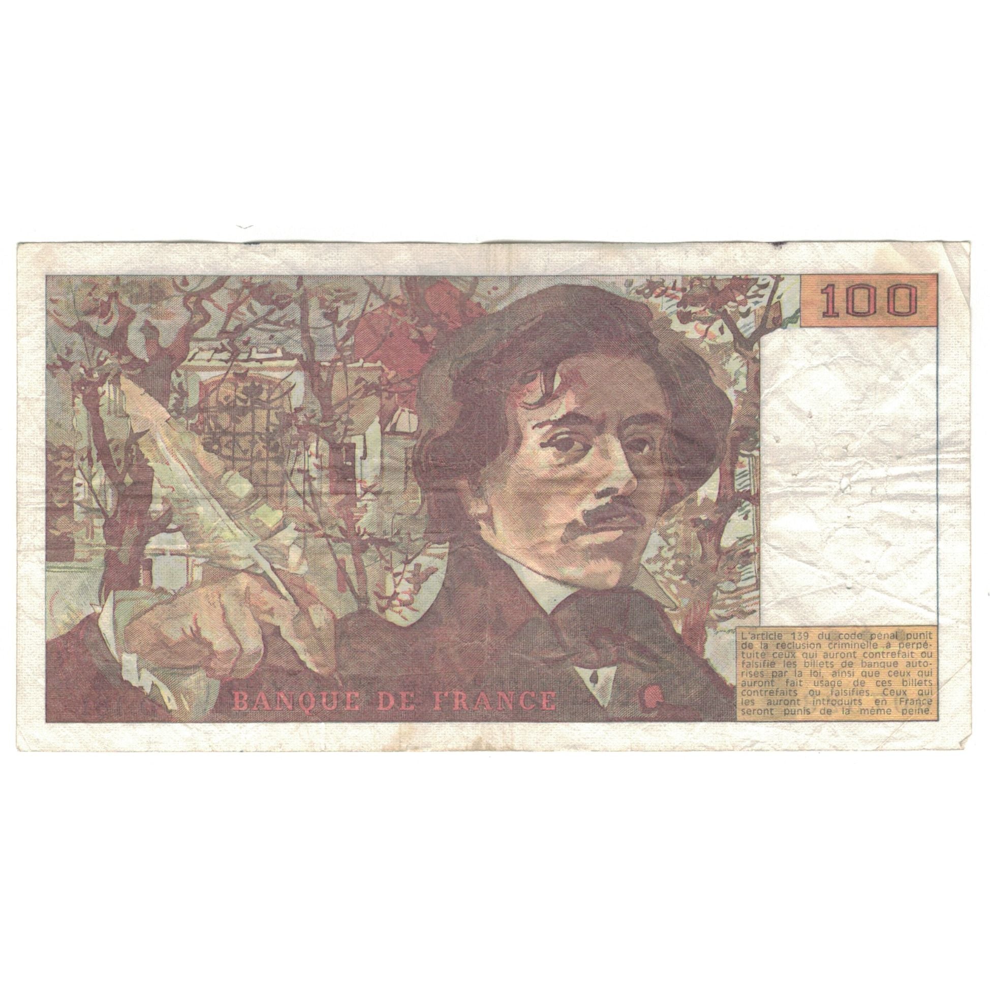 Frankrijk, 100 Francs, Delacroix, 1991, d.181, TB, Fayette:69bis.3b.1, KM:154f