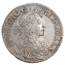 FRANCE, Écu au buste juvénile, ECU, 1663, Bayonne, KM #211.3, AU(50-53), Silver,