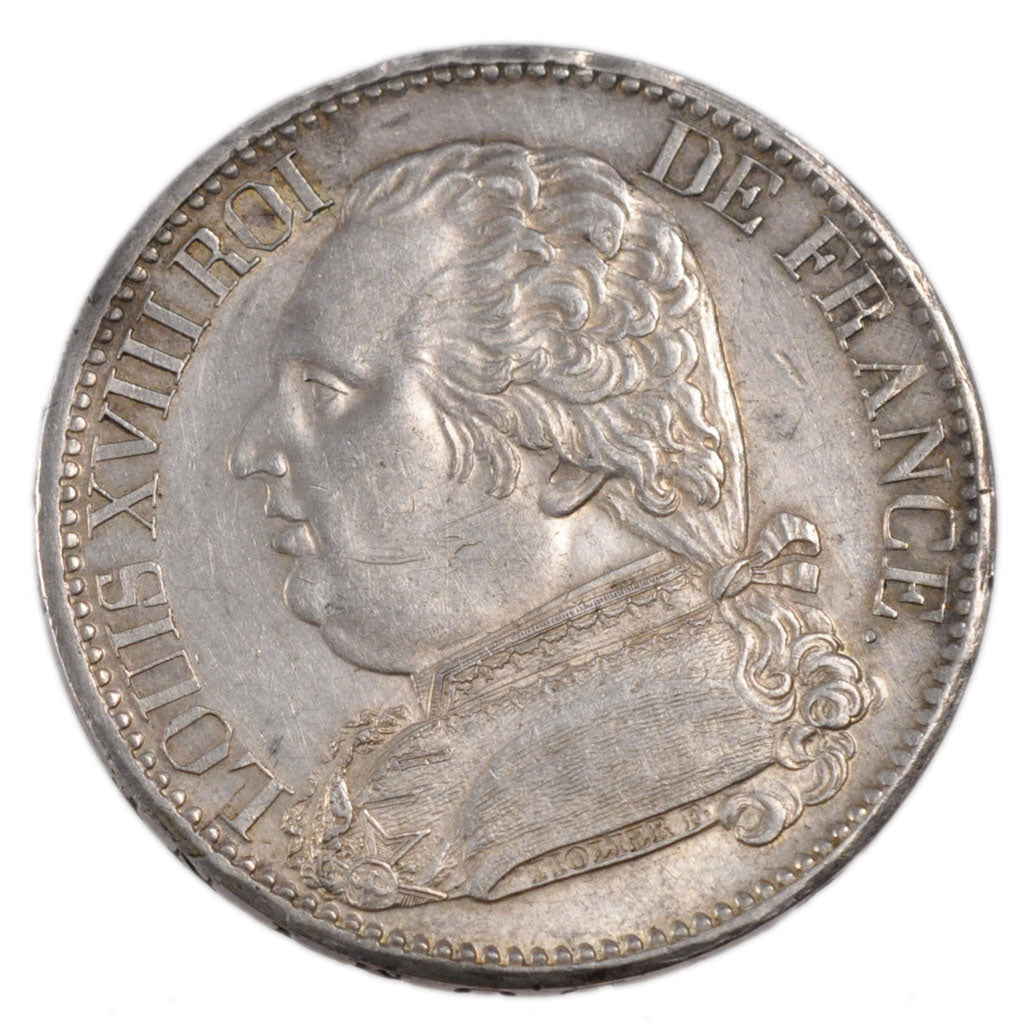 FRANCE, Louis XVIII, 5 Francs, 1814, Lille, KM #702.13, MS(60-62), Silver,...