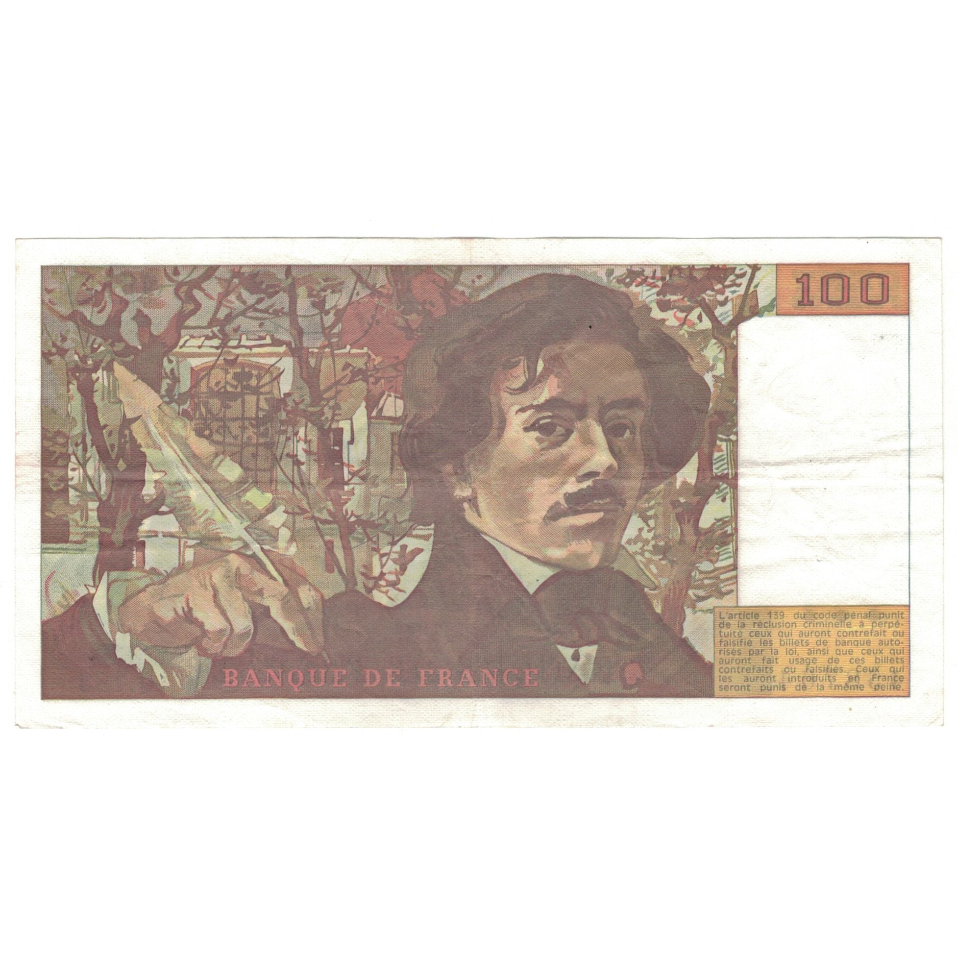 França, 100 Francs, Delacroix, 1991, Q.183, AU(50-53), Fayette:69.bis.3.b2