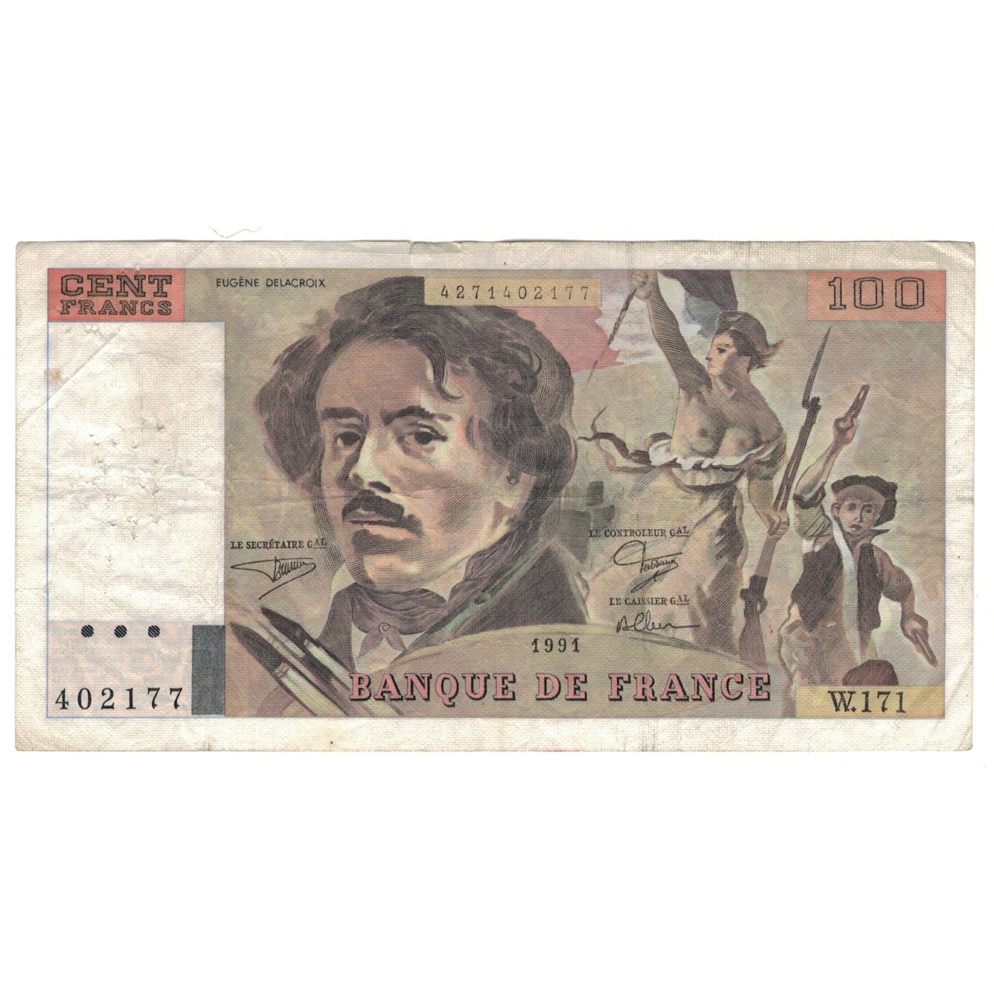 France, 100 Francs, Delacroix, 1991, W.171, F(12-15), Fayette:69.BIS.03.A.2
