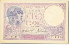 Geldschein, Frankreich, 5 Francs, 5 F 1917-1940 ''Violet'', 1918, 1918-03-08