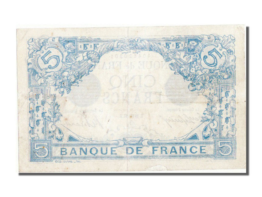 Banknot, Francja, 5 Francs, Bleu, 1917, 1917-01-29, AU(55-58), Fayette:2.47