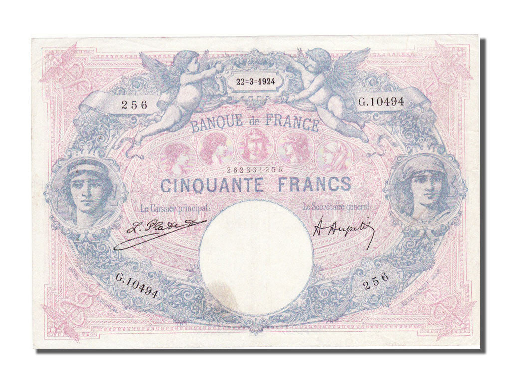 Banknote, France, 50 Francs, 50 F 1889-1927 ''Bleu et Rose'', 1924, 1924-03-22