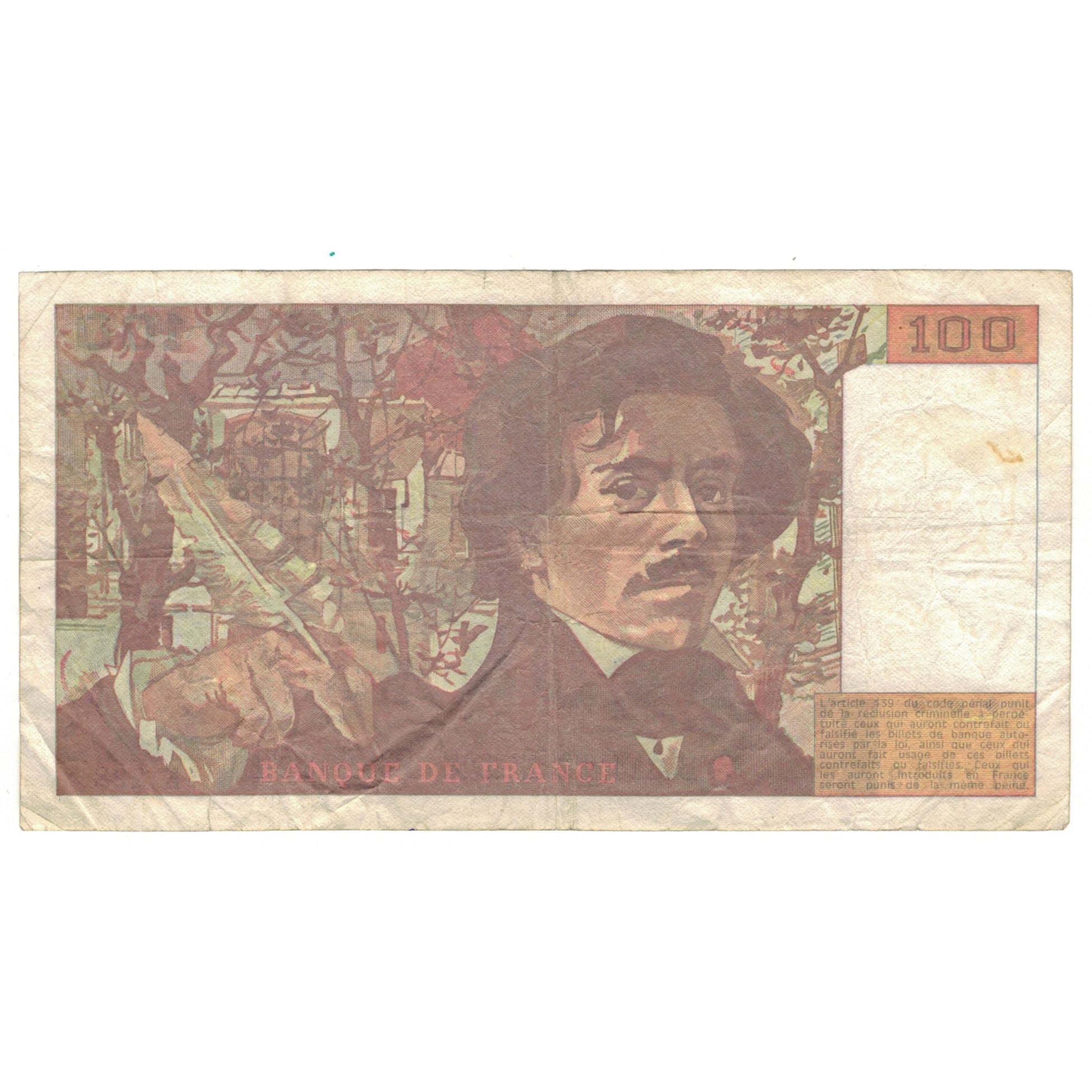 França, 100 Francs, Delacroix, 1993, K.228, VG(8-10), Fayette:69bis.8, KM:154g