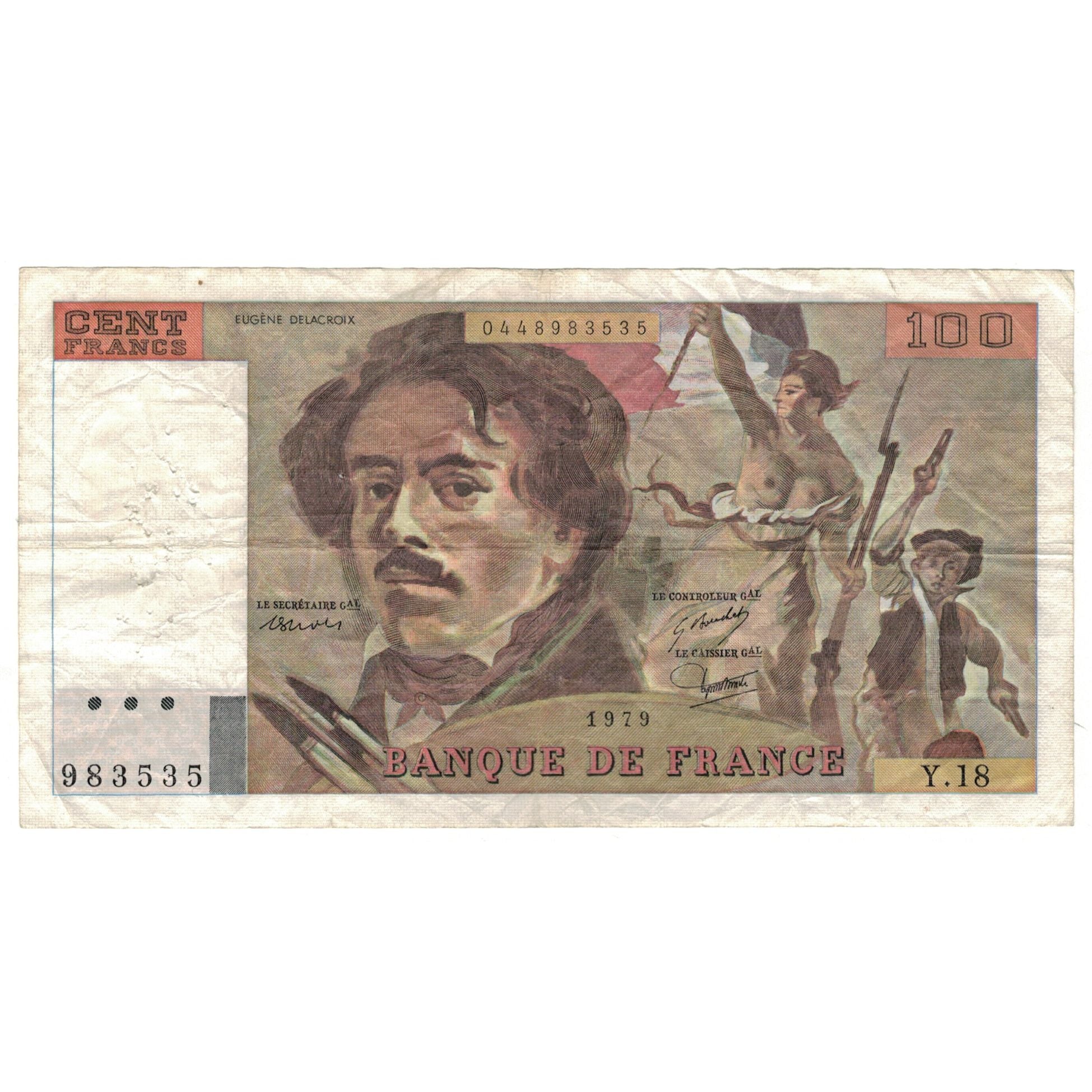 Frankrijk, 100 Francs, Delacroix, 1979, Y.18, TB, Fayette:69.02C, KM:154b