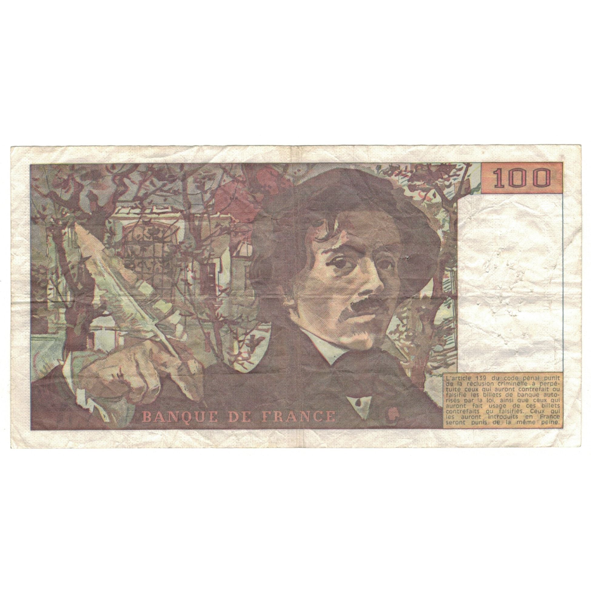 Frankrijk, 100 Francs, Delacroix, 1979, Y.18, TB, Fayette:69.02C, KM:154b