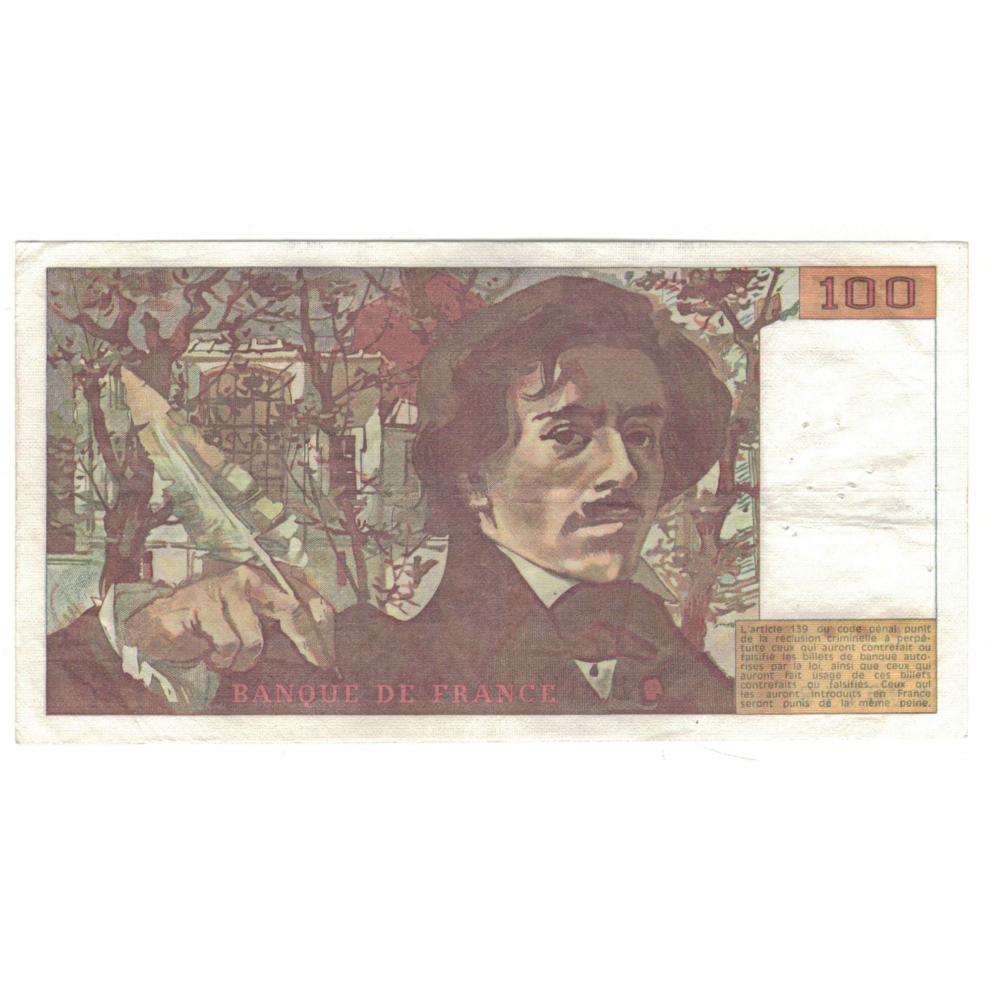 France, 100 Francs, Delacroix, 1980, F.41, TTB+, Fayette:69.4b, KM:154b