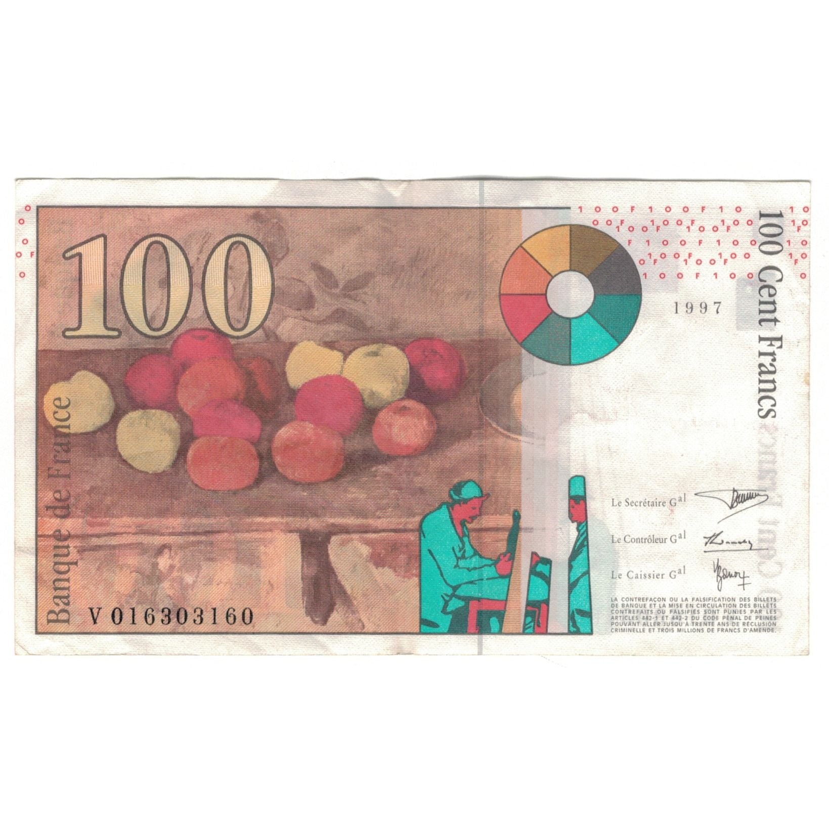 Francja, 100 Francs, Cézanne, 1997, V016303160, EF(40-45), Fayette:F74.01
