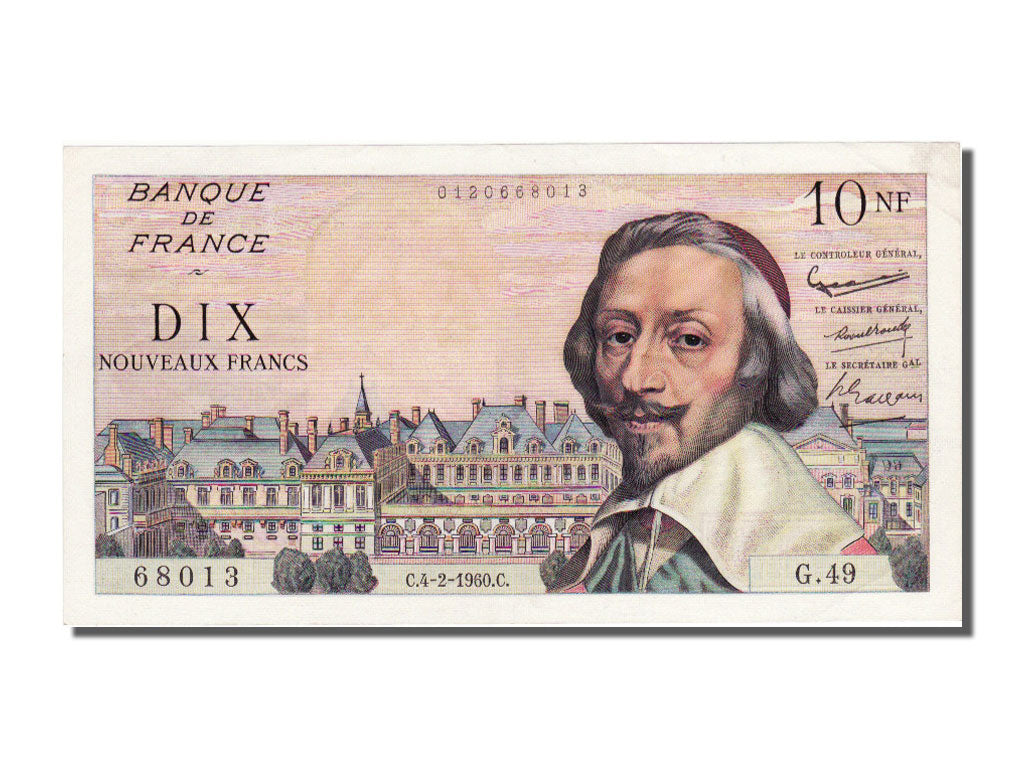 France, 10 Nouveaux Francs, 10 NF 1959-1963 ''Richelieu'', 1960, KM #142a,...