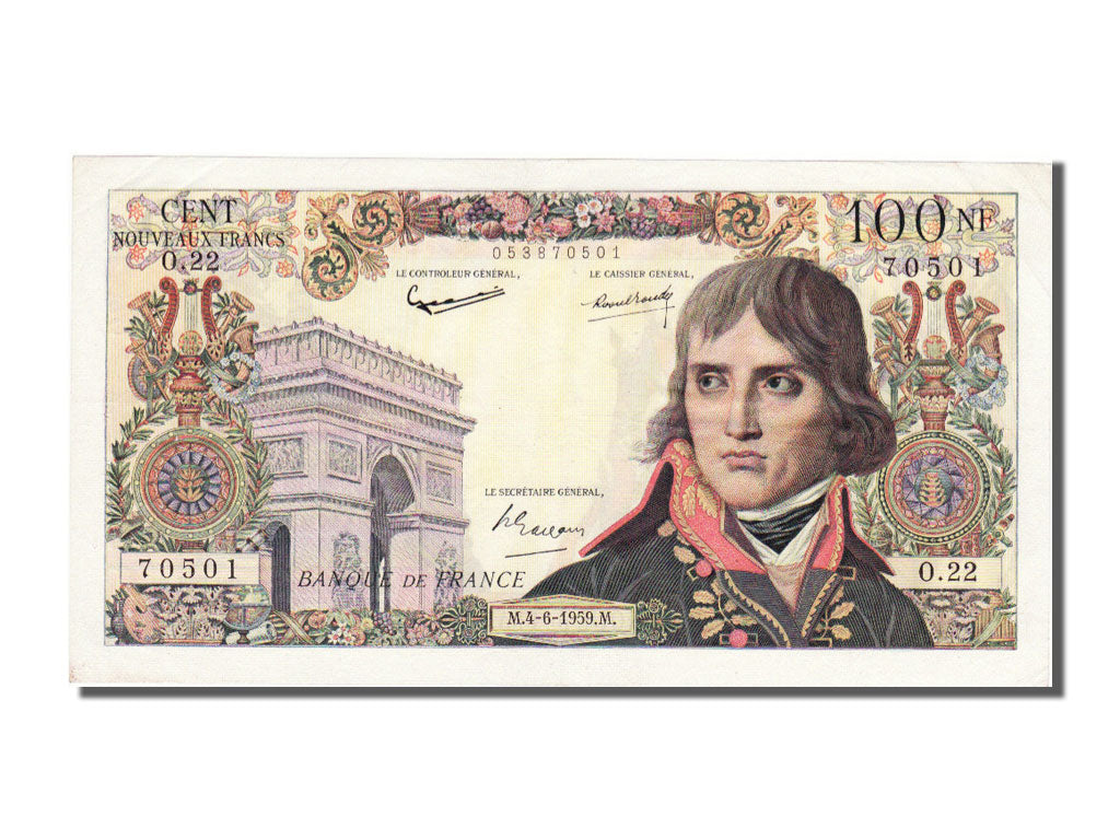 FRANCE, 100 Nouveaux Francs, 1959, KM #144a, 1959-06-04, EF(40-45), Fayette...
