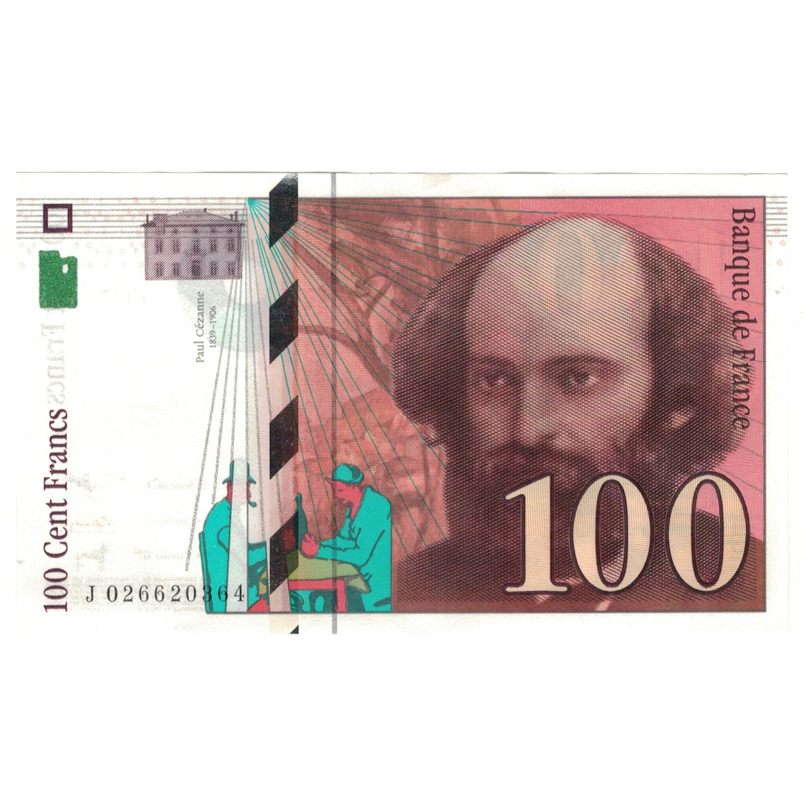 France, 100 Francs, Cézanne, 1997, J026620364, UNC(65-70), Fayette:F74.01