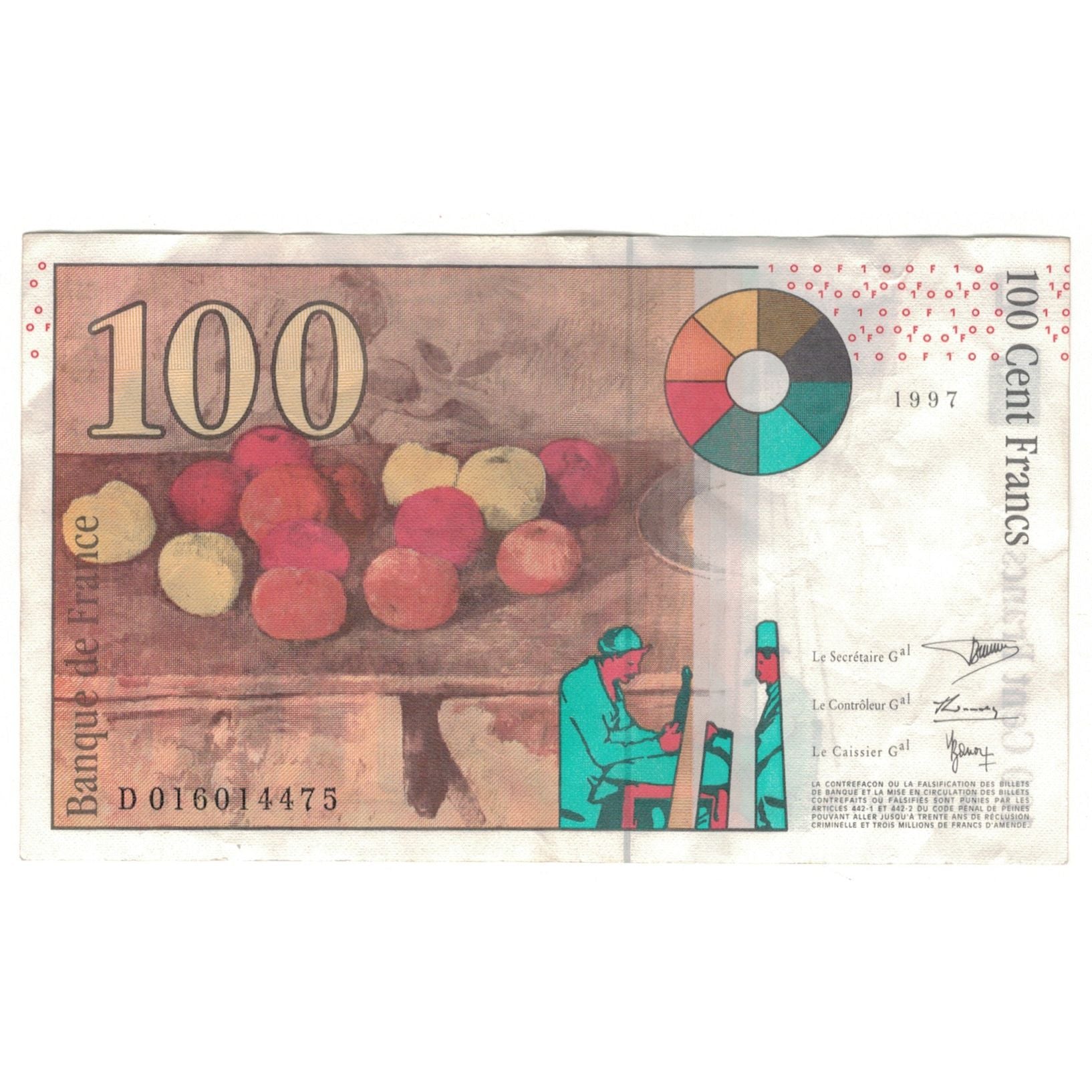 Frankrijk, 100 Francs, Cézanne, 1997, D016014475, TB+, Fayette:F74.01, KM:158a