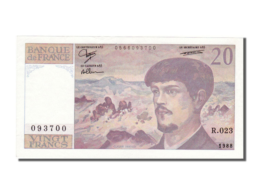FRANCE, 20 Francs, 1988, KM #151c, AU(55-58), Fayette #66.9