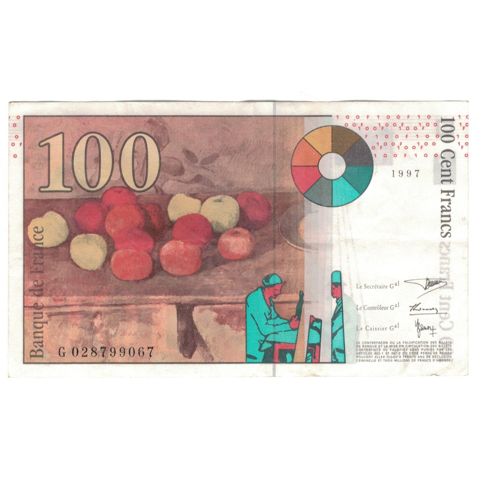 France, 100 Francs, Cézanne, 1997, G028799067, UNC(60-62), Fayette:F74.01