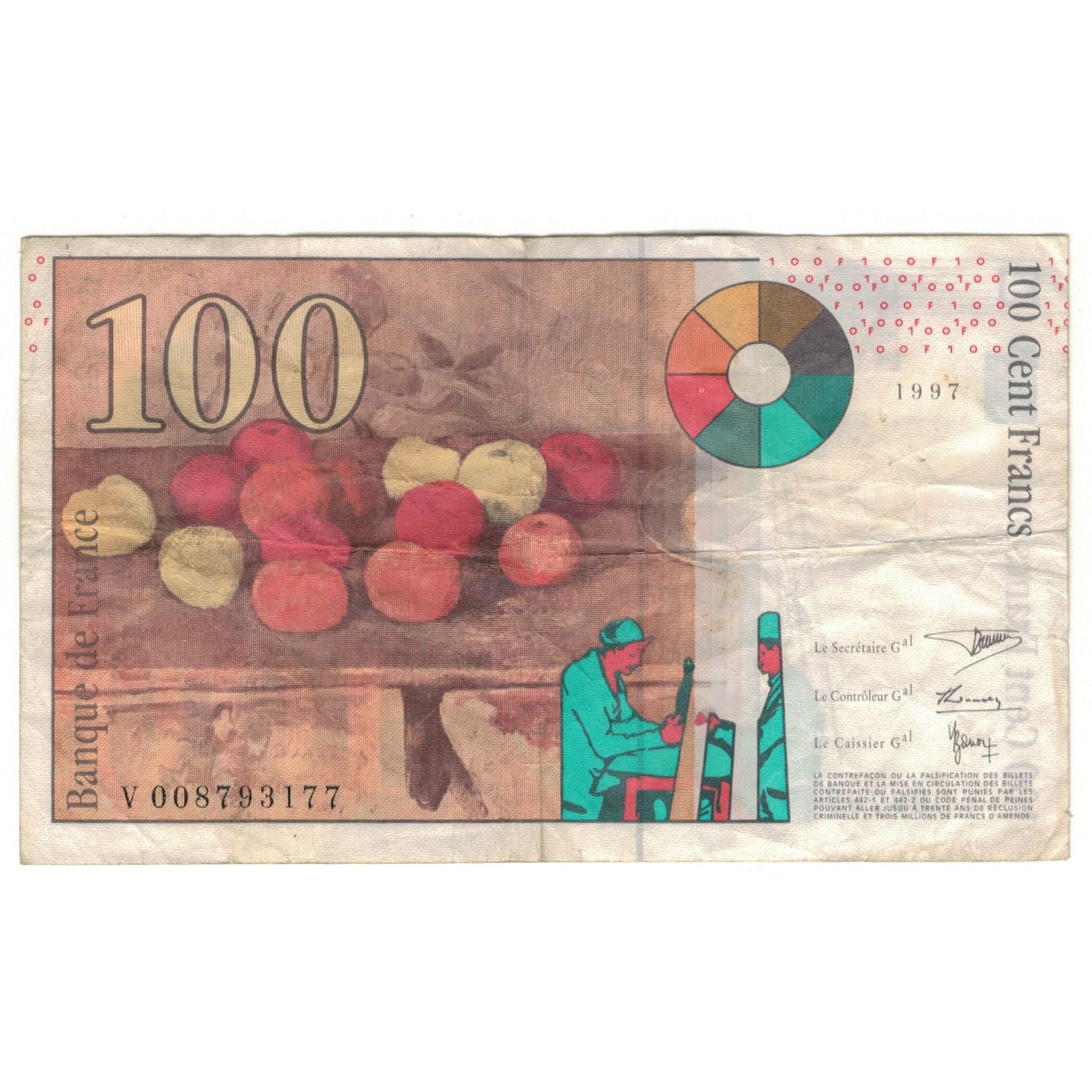 France, 100 Francs, Cézanne, 1997, V008793177, F(12-15), Fayette:F74.01