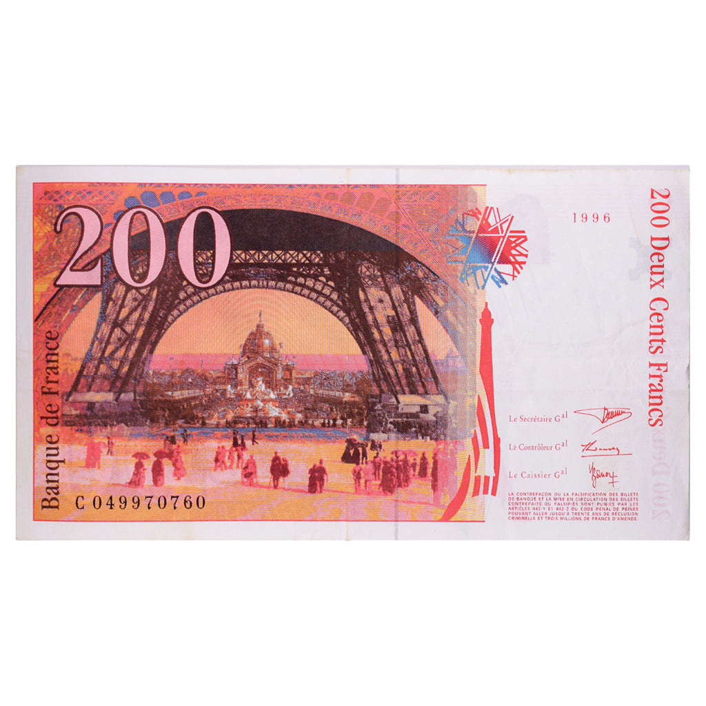 France, 200 Francs, Eiffel, 1996, C049970760, EF(40-45), Fayette:75.03b, KM:159b