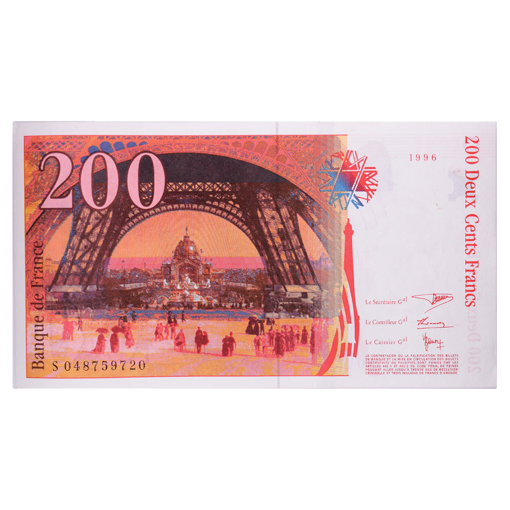 France, 200 Francs, Eiffel, 1996, S048759720, SPL, Fayette:75.03b, KM:159b