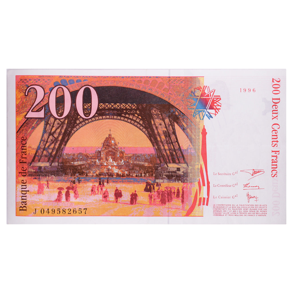 France, 200 Francs, Eiffel, 1996, J049582657, UNC(60-62), Fayette:75.03b
