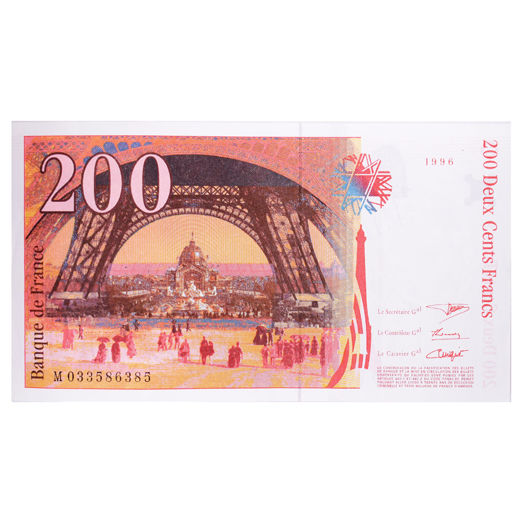France, 200 Francs, Eiffel, 1996, M033586385, SPL, Fayette:75.02, KM:159a