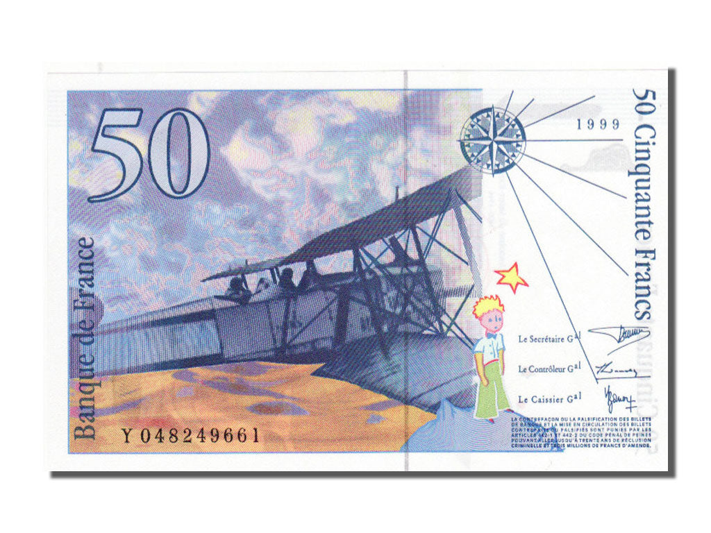 France, 50 Francs, 50 F 1992-1999 ''St Exupéry'', 1999, KM #157Ad, UNC(65-70), Y