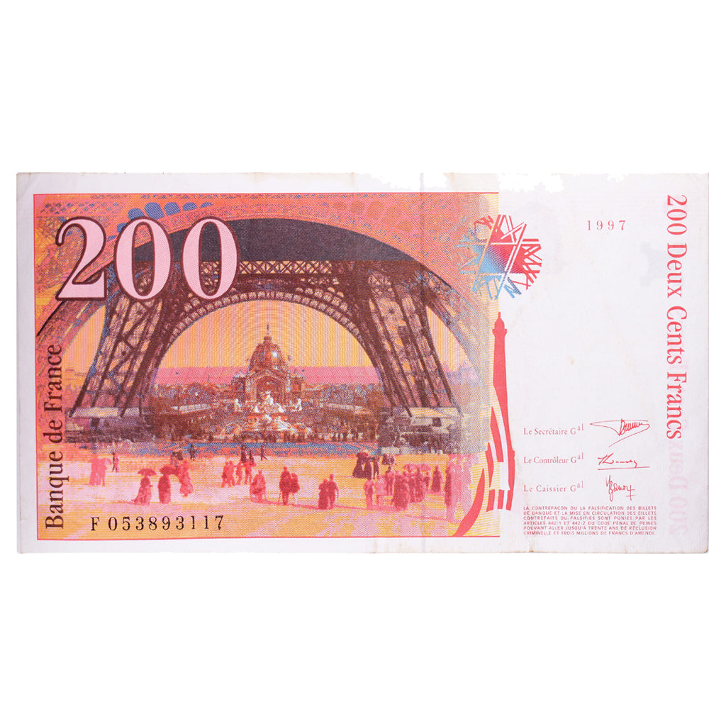 Francja, 200 Francs, Eiffel, 1997, F053893117, VF(20-25), Fayette:75.4b, KM:159b