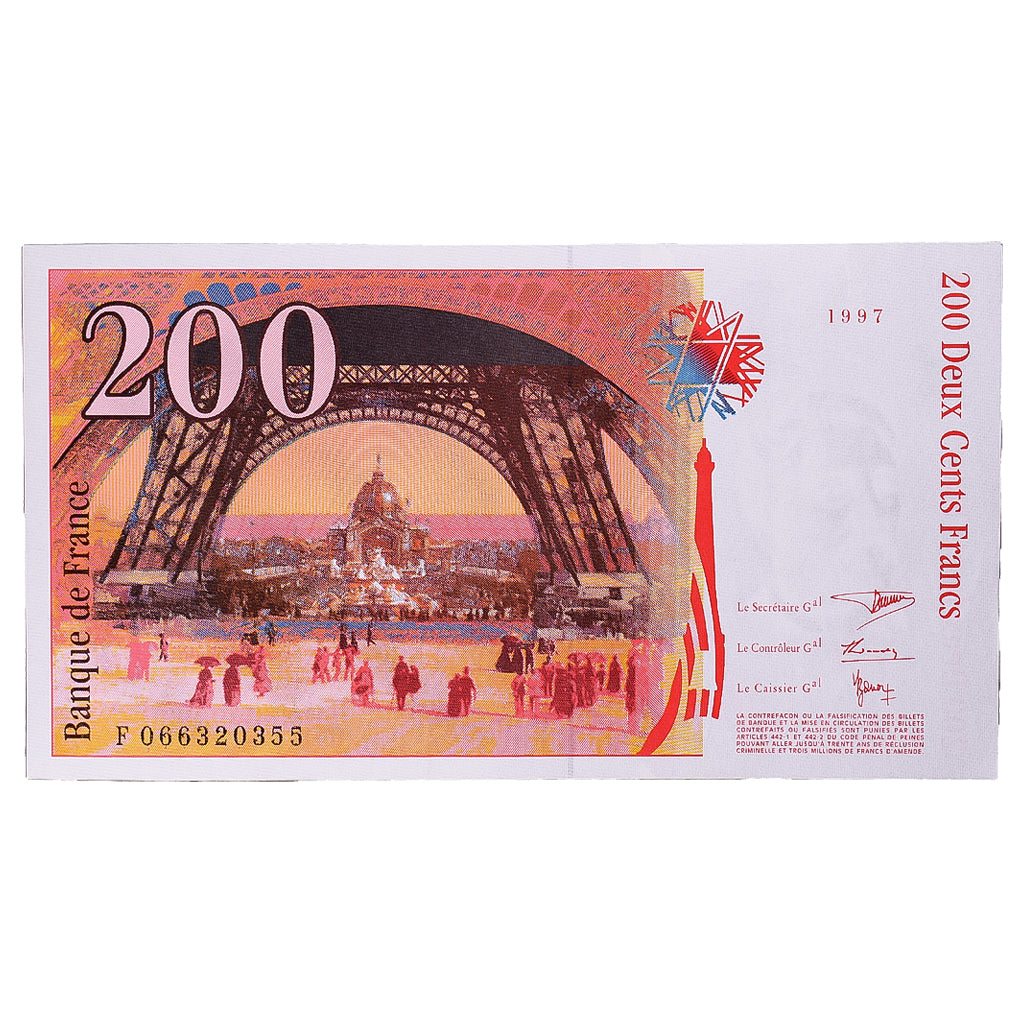 Francja, 200 Francs, Eiffel, 1997, F066320355, UNC(65-70), Fayette:75.4b
