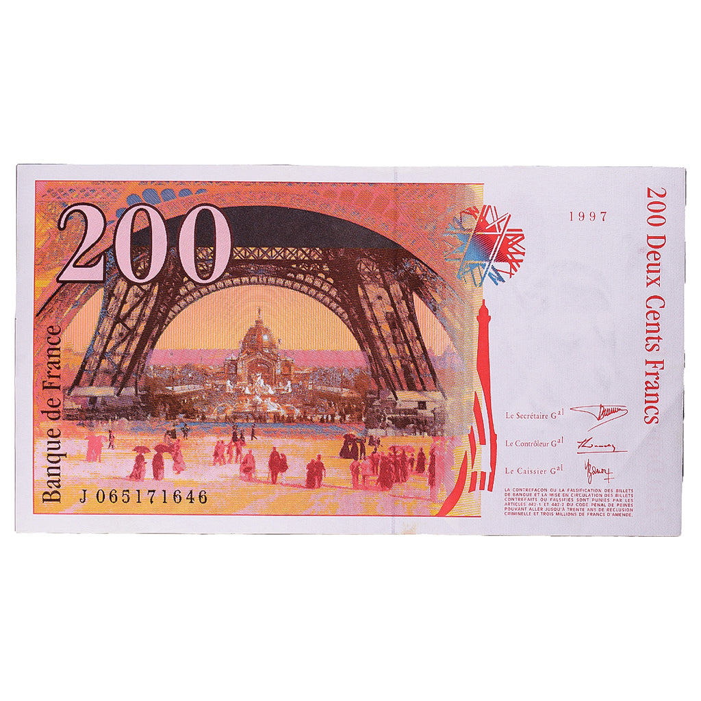 France, 200 Francs, Eiffel, 1997, J065171646, UNC(64), Fayette:75.4b, KM:159b