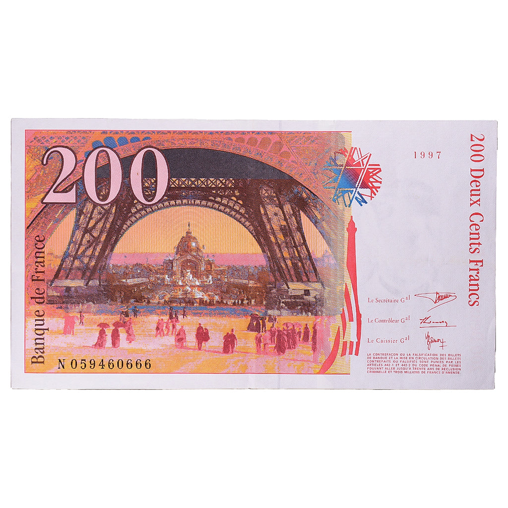 France, 200 Francs, Eiffel, 1997, N059460666, TTB+, Fayette:75.4b, KM:159b