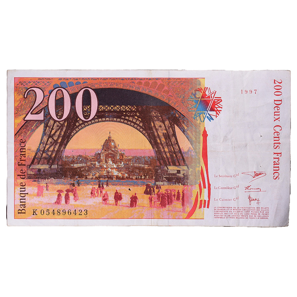 Francia, 200 Francs, Eiffel, 1997, K054896423, BC, Fayette:75.4b, KM:159b