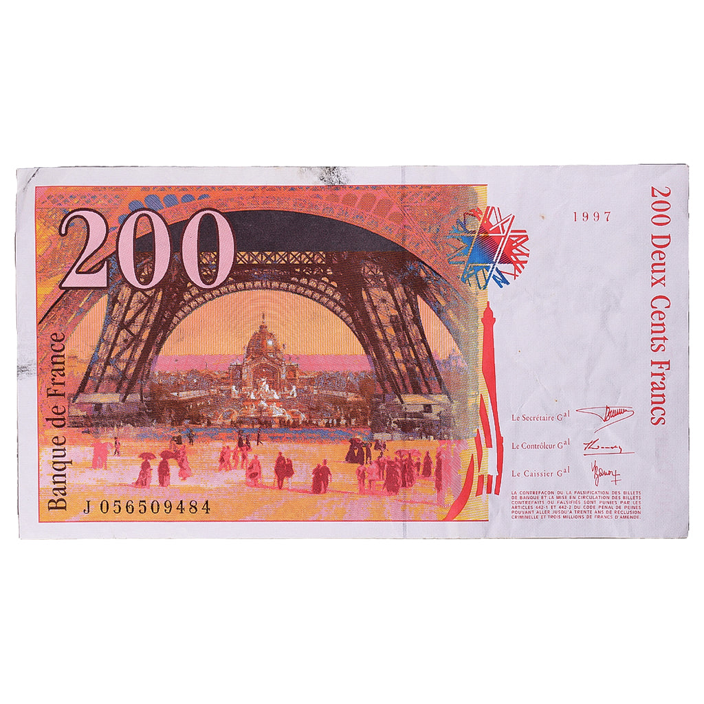 Frankrijk, 200 Francs, Eiffel, 1997, J056509484, TB, Fayette:75.4b, KM:159b