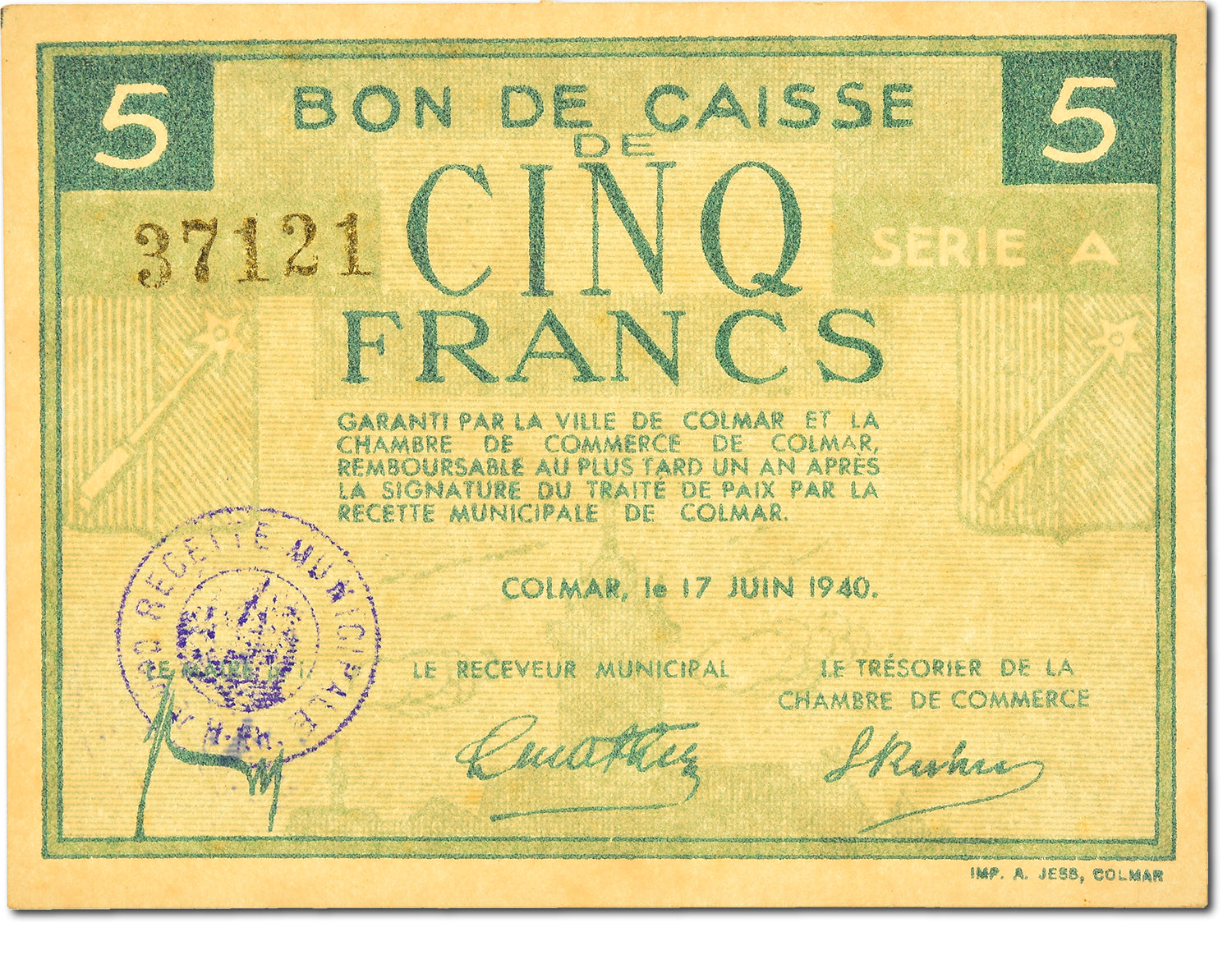 Biljet, 5 Francs, 1940, Frankrijk, NIEUW