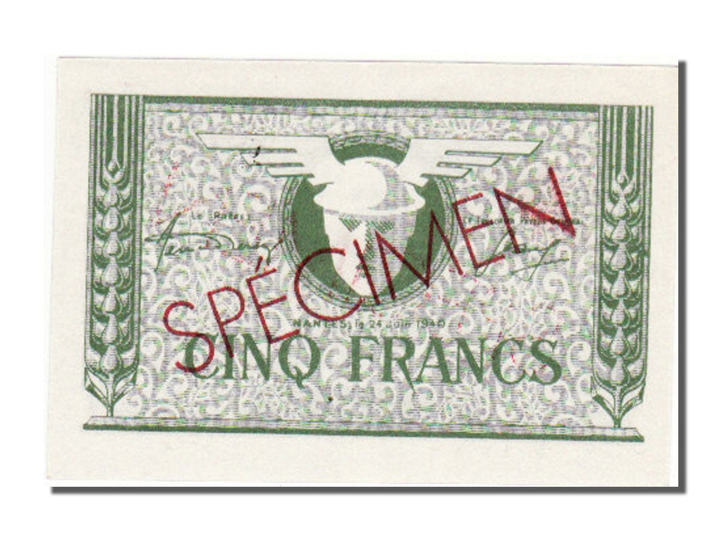FRANCE, 5 Francs, 5 Francs, 1940, 1940-06-24, UNC(65-70)