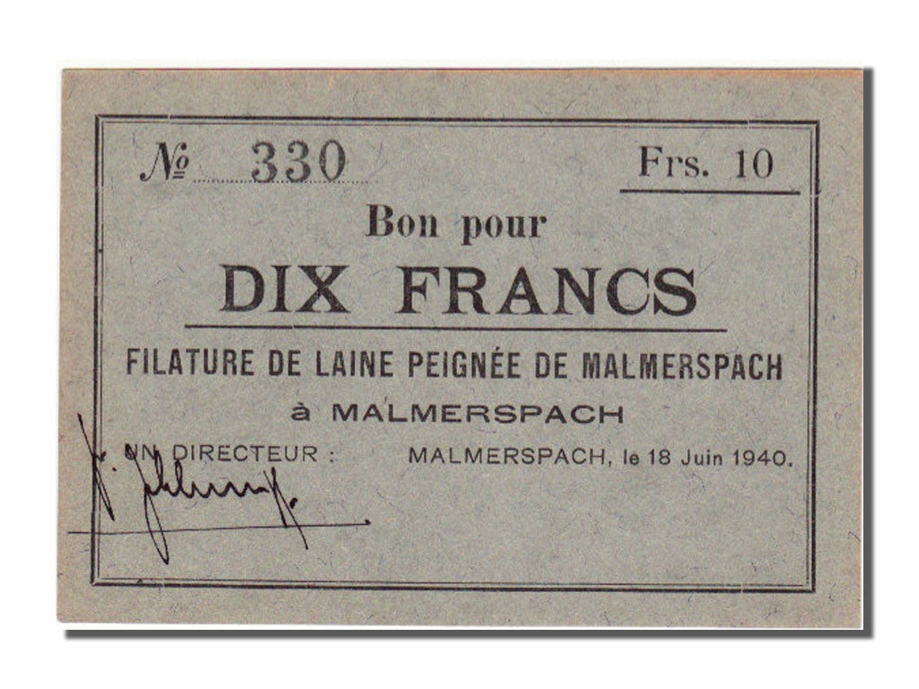 Geldschein, Frankreich, 10 Francs, 1940, VZ
