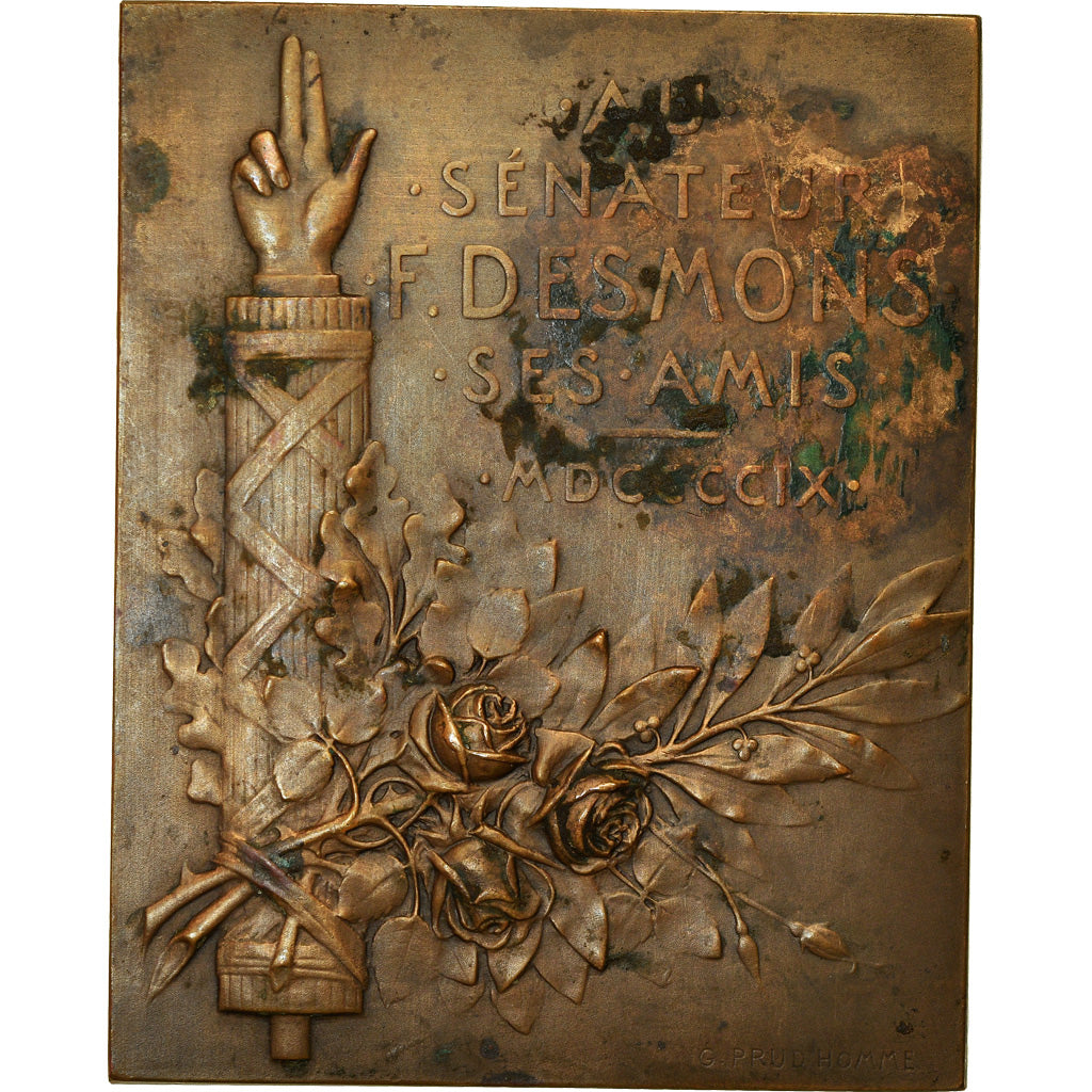 Francia, medaglia, Masonic, Sénateur Desmons, Grand Orient de France, 1909