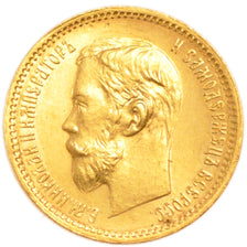 Russia, 5 Roubles, 1901, Saint-Petersburg, AU(55-58), Gold, 4.30